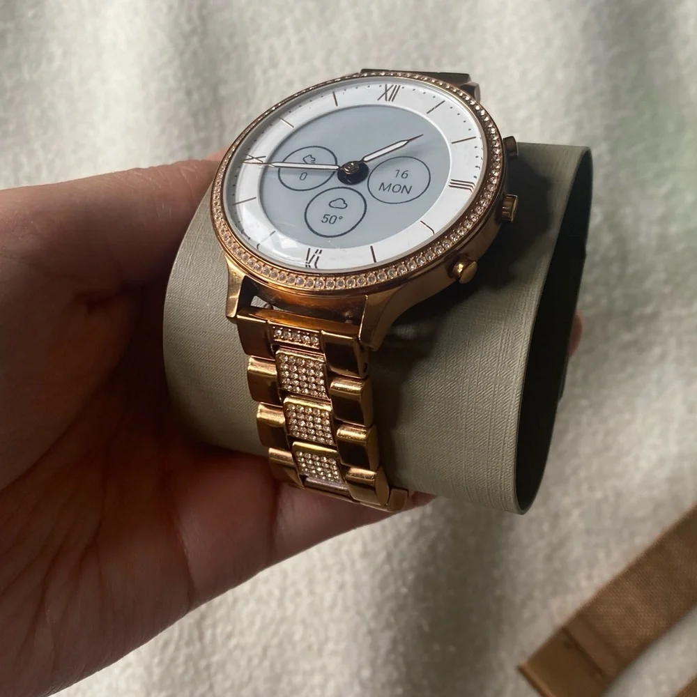 Fossil Rose Gold Hybrid HR watch + 2 additional straps